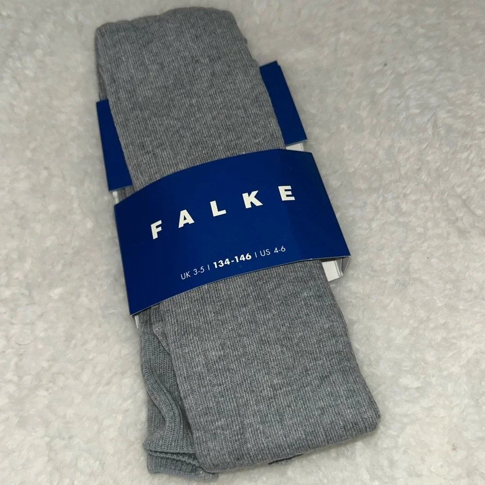 Falke Girls Grey Tights Ribbed 4-6 NEW